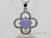 Jp042 Silver Tone  Purple Gemstone Pendant with Zircon Beads