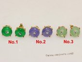 je022 Silver Tone Green  Donut Shape Gemstone Stud Earrings