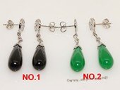 je023 Silver Tone  Eggplant Shape Gemstone Stud Earrings