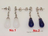 je024 Silver Tone Eggplant Shape Gemstone Stud Earrings