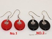 je028 Silver Tone Oval Shape Gemstone Earrings Hook