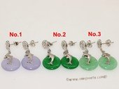 je031 Silver tone coin shape gemstone earring