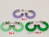 je032 Silver tone green color gemstone earring