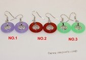 je034 Silver Tone Donut Shape Gemstone Drop Earrings