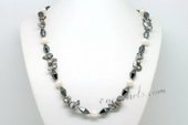 Lpn005 Grey Blister Pearl and Tungsten Steel Stone Couture Style Necklace