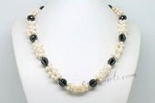 Lpn007 Multi-strand Cultured Dancing Pearl Necklace with Tungsten Steel Stone