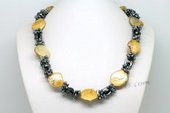 Lsn004 Hand Strung Black Seed Pearl Couture Style Necklace with Shell Bead