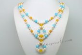 Lmpn007 Colorful 6-7mm Potato Pearl and Gemstone Layer Necklace