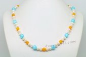 Lpn011 Hand Knotted White Potato Pearl and Crystal Princess Necklace