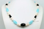 Lpn015 Gorgeous White Potato Pearl Princess Necklace with Crystal beads