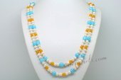 Lrpn015 Inspiration Style Potato Pearl and Crystal Rope linked Necklace