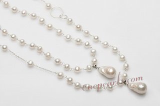 mpn383 Elegant Hand Crafted Freshwater Pearl Layer Necklace