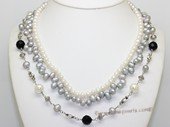 mpn408 Freshwater cultured pearl and gemston multi-strand necklace