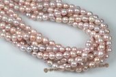 Nps004 7-9mm Baroque Nucleated Freshwater Pearl Strands in purple color