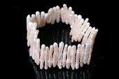 Pbr427 Exotic White Freshwater Biwa Pearl Stretchy Bracelet