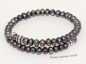 pbr548 6-7mm black button frshwater pearl bangle lariat bracelet