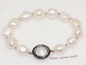 pbr555 extraordinary 10-12mm white nugget pearls stretch bracelets