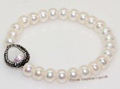 pbr557 Freshwater Pearl and Baroque Pearl Elastic Bracelet