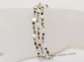 pbr558 Three strand freshwater Nugget pearl necklace with small Tourmaline