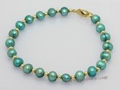 pbr586  Freshwater Potato pearl bracelet with gold tone fitting