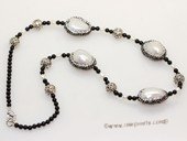 pn777  Agate Gemstone Necklace With 12-13mm Freshwater Nugget Pearl