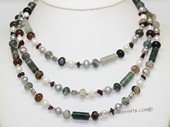 Rpn468 Freshwater Pearl Necklace with Mix Color Potato pearl, Agate & Garnet