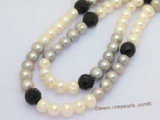 Rpn469 Long Strand Potato Pearl Rope Necklace with Crystal Beads