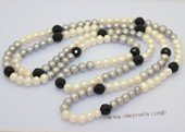 Rpn469 Long Strand Potato Pearl Rope Necklace with Crystal Beads