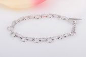 SSB004 Fashion Cubic Zirconia Round Links Bracelet in Sterling Silver