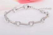 SSB015 Princess Sterling Silver Cubic Zirconia Heart Bracelet