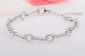 SSB015 Princess Sterling Silver Cubic Zirconia Heart Bracelet