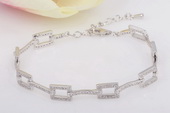 SSB019 Dazzling Cubic Zirconia Square Sterling Silver Bracelet