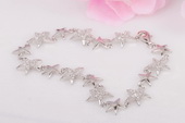 SSB051 Wholesale Fancy Sterling Silver Cubic Zirconia Star Bracelet