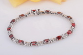 SSB053 Classic Red cubic zirconia Sterling Silver Cuff Bangle Bracelet