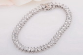 SSB066 Elegant Oval Cubic Zirconia 925Silver Princess Bracelet