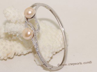 ssb148 Freshwater Pearl Sterling Silver Cuff Bangle Bracelet