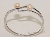 ssb148 Freshwater Pearl Sterling Silver Cuff Bangle Bracelet