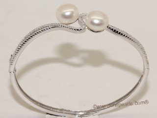 ssb150 Freshwater Pearl Sterling Silver Cuff Bangle Bracelet