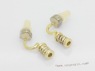 sse111  sterling silver zircon bead studs earrings in gold tone
