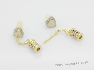 sse111  sterling silver zircon bead studs earrings in gold tone