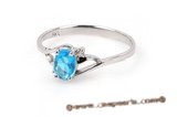 SZR003 Sterling Silver Blue CZ Ring