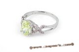 SZR005 Sterling Silver Oval Green CZ Ring