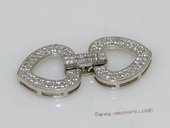 Snc162  Lovely sterling silver clasp in double heart style inlaid with zircon