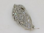 Snc164 shiny sterling silver zircon leaf clasp for jewelry making