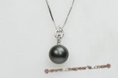 thpd059 Romance Collection tahitian black Pearl & Swarovski CZ's Pendant