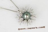 thpd064 flower styled  9-10mm  Round tahitian Pearl Pendant