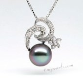 thpd074 Stunning 925 silver Tahitian  Pearl & Swarovski CZ's Pendant