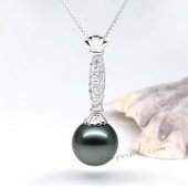 thpd075 gorgeous  12-13mm  Round tahitian Pearl Pendant in 925 sterling silver