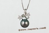 thpd82 Stunning Design 9-10mm  Round tahitian Pearl Pendant