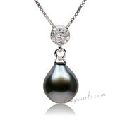 Thpd110 Sterling Silver 9-10mm Baroque Black Tahitian Pendant